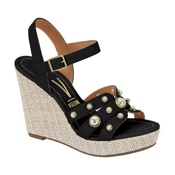 Vizzano 6283-2117 Studded Wedge Sandal in Black